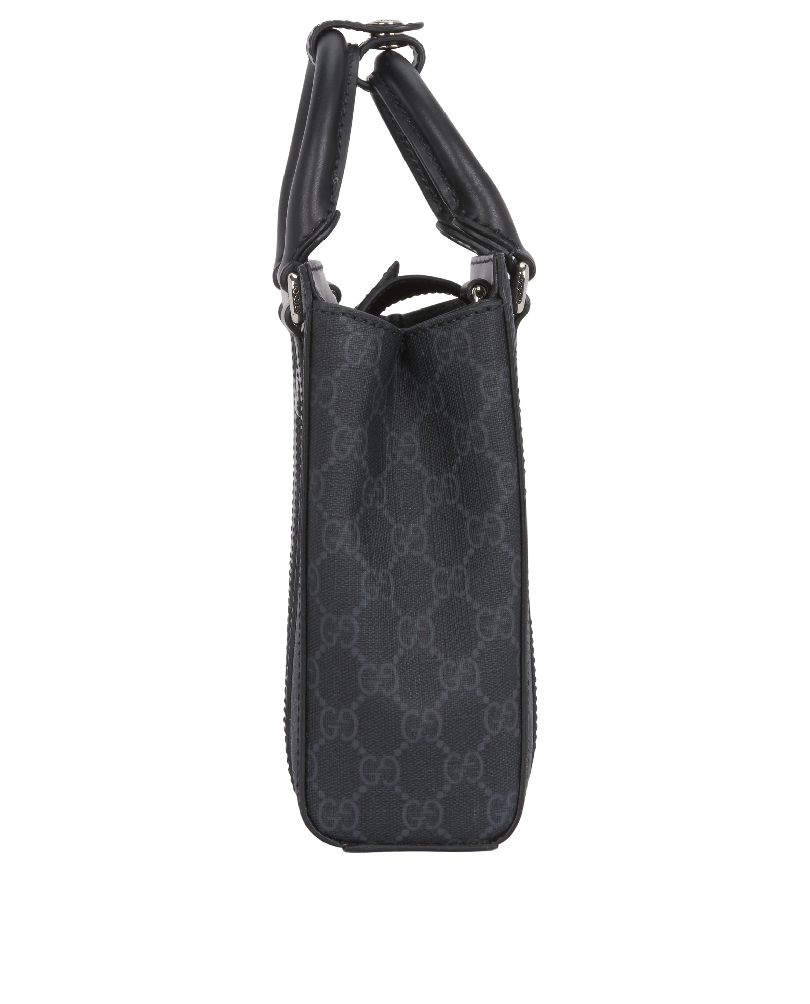 GG Mini Tote Bag, &pound;550, Handbags, Black, Coated Canvas/Leather, Bottom view